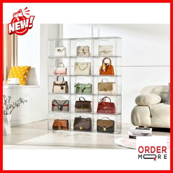 Clear Acrylic Purse Organizer Display Box with Magnetic Door - 5 Pack - Picture 5 of 8